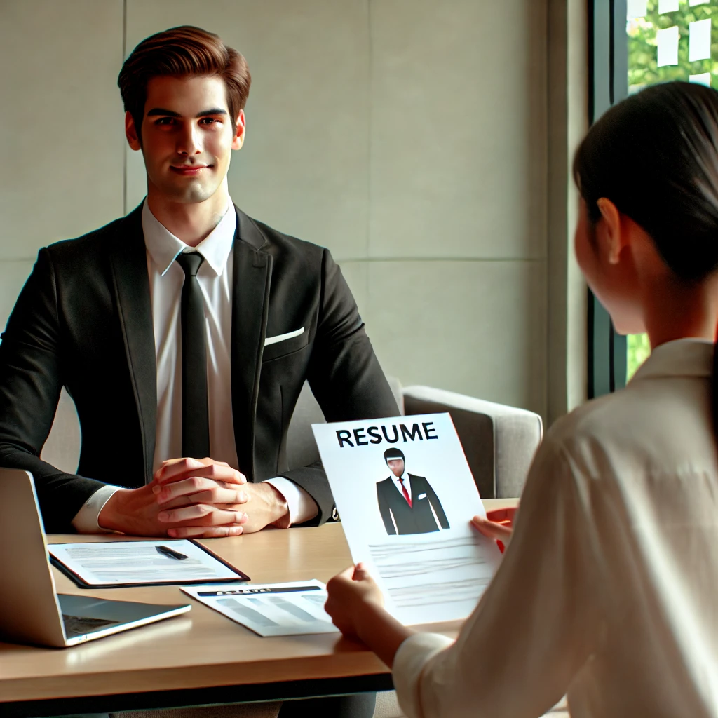 Candidato em uma entrevista com requisitos para estágio e trainee 2025